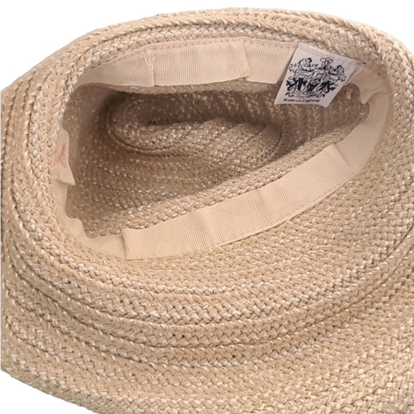 VINTAGE FRED BARE LONDON Straw Floppy Hat Wide Brim Craft Buttons Boho Hippie - Picture 12 of 16